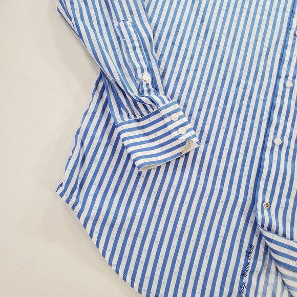 Robert Graham Dress Shirt Men Medium 15.5 / 39 Blue Striped Tailored Fit Vintage - Picture 9 of 16